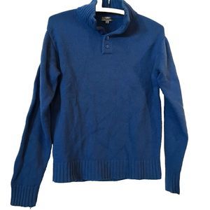 VICTOIRE 100% Cashmere Royal Blue Quarter Button Polo Thick and Soft Sweater M